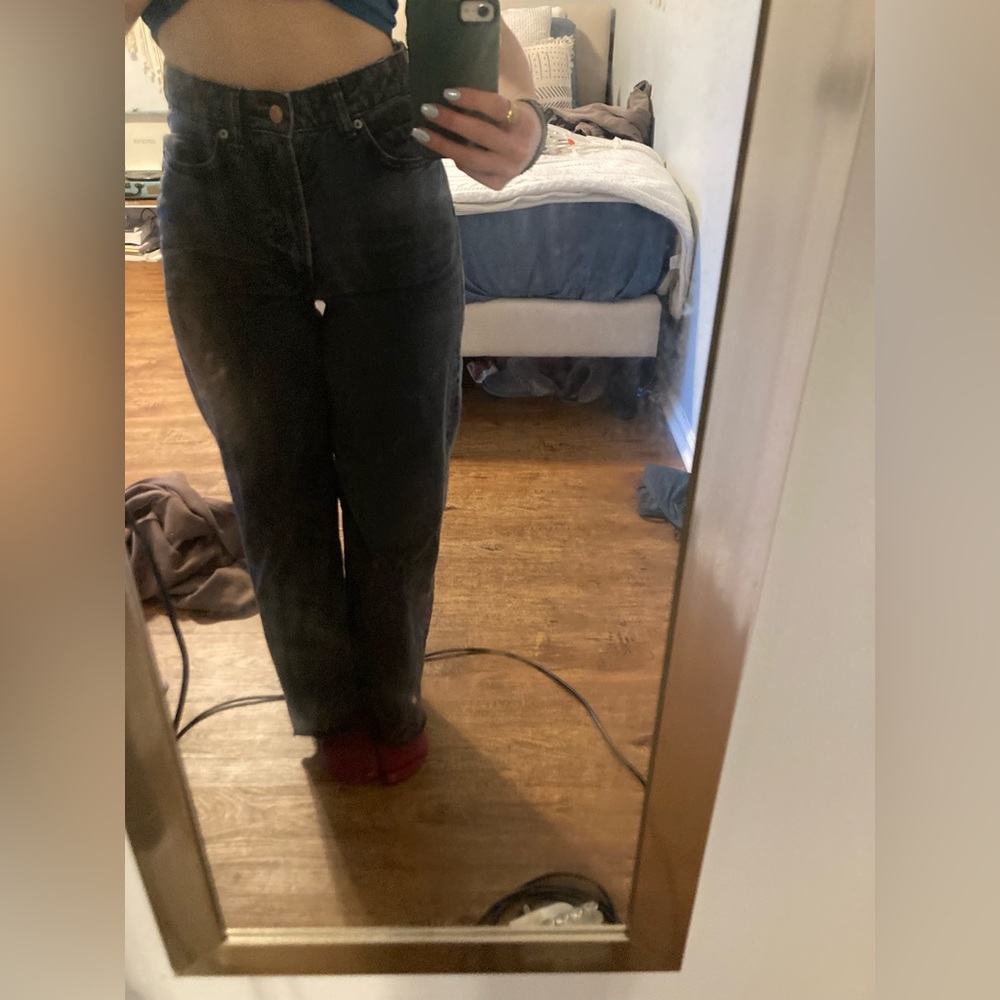 Black wide leg jeans
